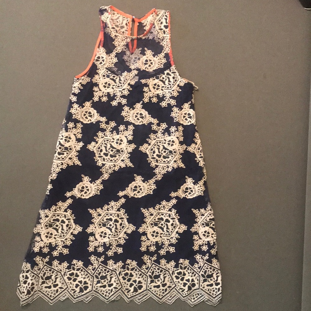 Blue and cream  lace dress